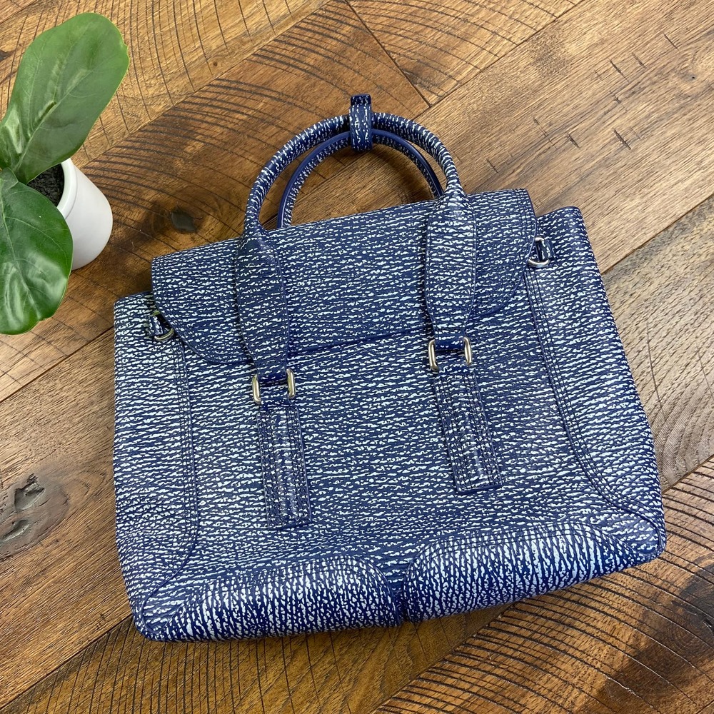 3-1 PHILLIP LIM Blue Pashli satchel Speckle bag - Picture 2 of 9